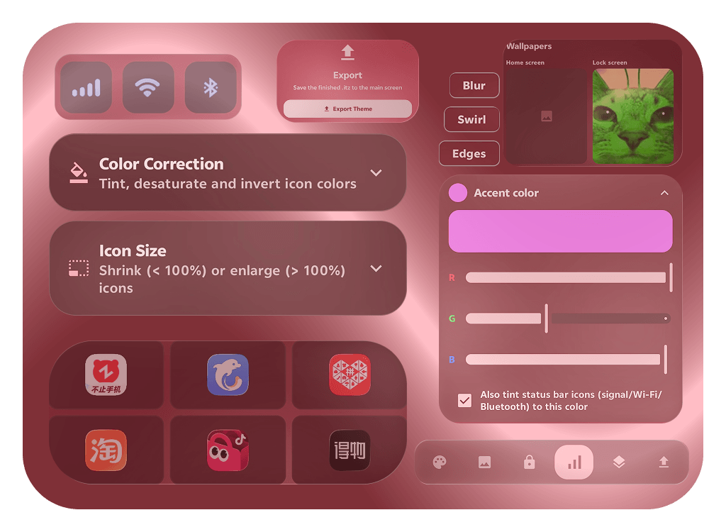 Demonstration of the tabbed theme editor